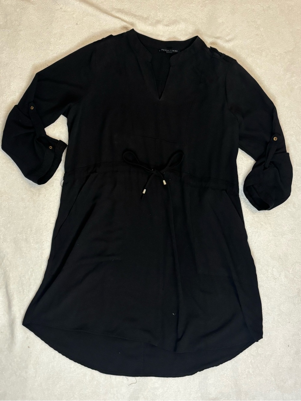 Haute Monde Black V-Neck Drawstring Tunic
